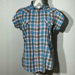 Wrangler Women’s Large Pearl Snap Plaid Shirt